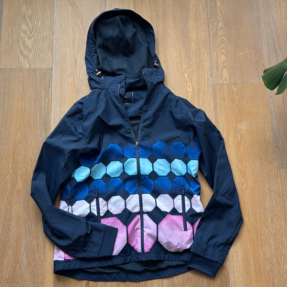 Ted Baker London Multicolor Hexagon rain windbreaker Jacket with detachable hood